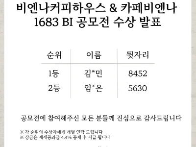 비엔나커피하우스 & 카페비엔나 1683 로고 디자인 공모전 수상자 발표
